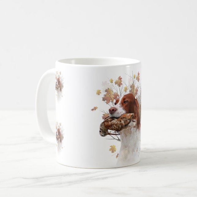 The Brittany spaniel  Tapestry Metal Print Coffee  Mug (Front Left)