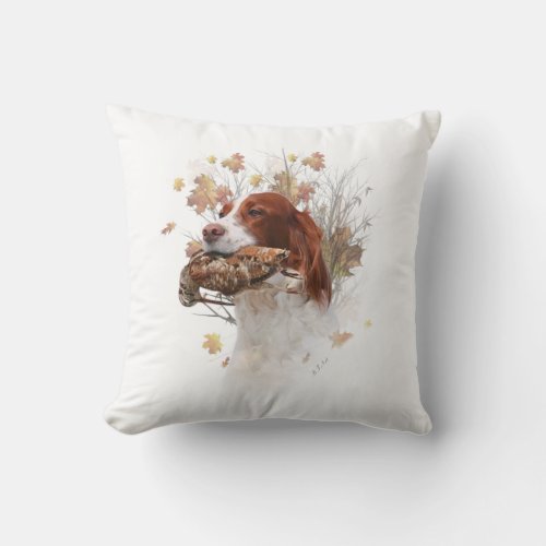 The Brittany spaniel  Tapestry Metal Print Coffee  Throw Pillow