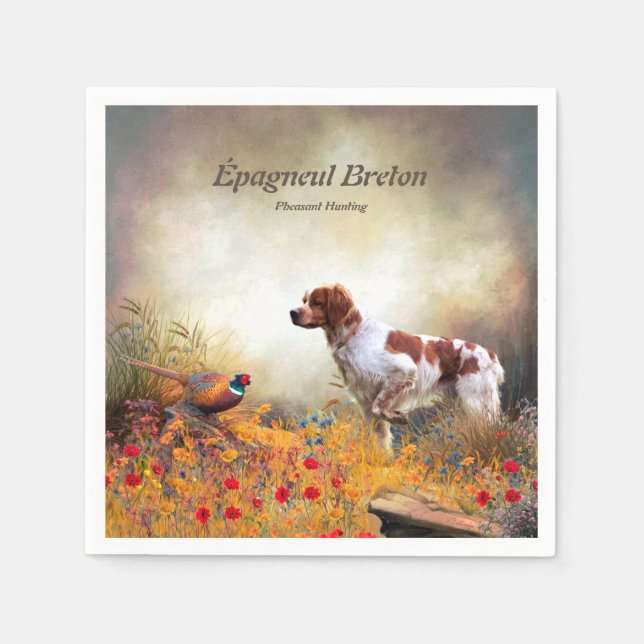 The Brittany Spaniels , Bird Hunting Season Napkins (Front)