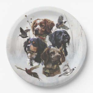 The Brittany Spaniels , Bird Hunting Season Paper Plates