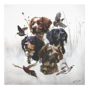 The Brittany Spaniels , Bird Hunting Season Photo Print