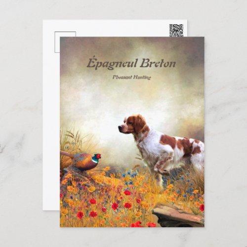 The Brittany Spaniels  Bird Hunting Season Postcard