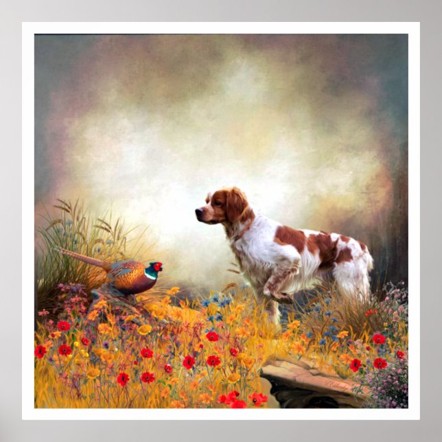 The Brittany Spaniels , Bird Hunting Season Poster (Front)