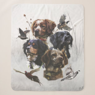 The Brittany Spaniels , Bird Hunting Season Sherpa Blanket