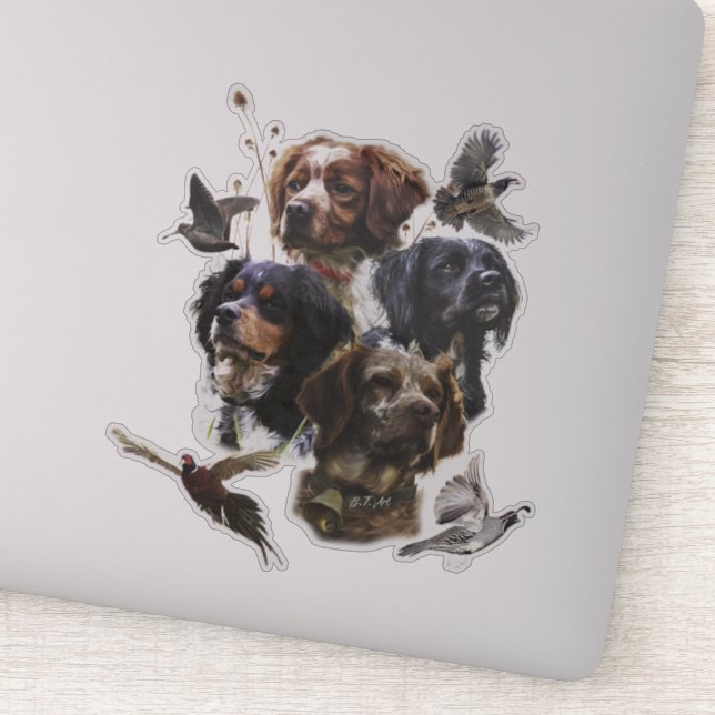 The Brittany Spaniels , Bird Hunting Season Sticker (Detail)