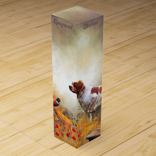 The Brittany Spaniels , Bird Hunting Season Wine Box (Front)