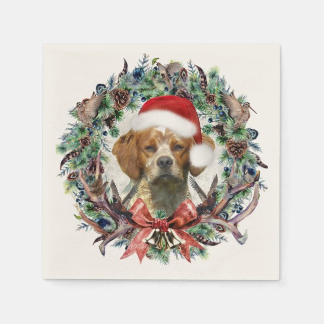 The Brittany Spaniels , Christmas  Napkins (Front)