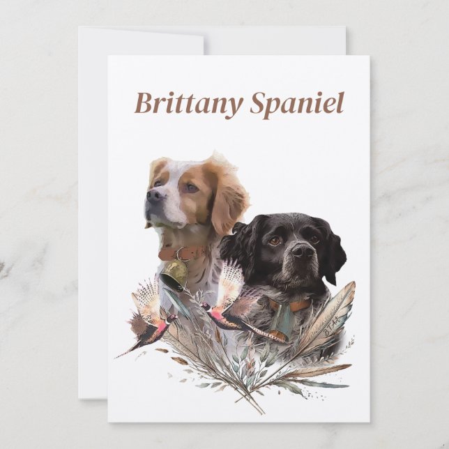 The Brittany Spaniels,  French Brittany, Bird dog, Invitation (Front)