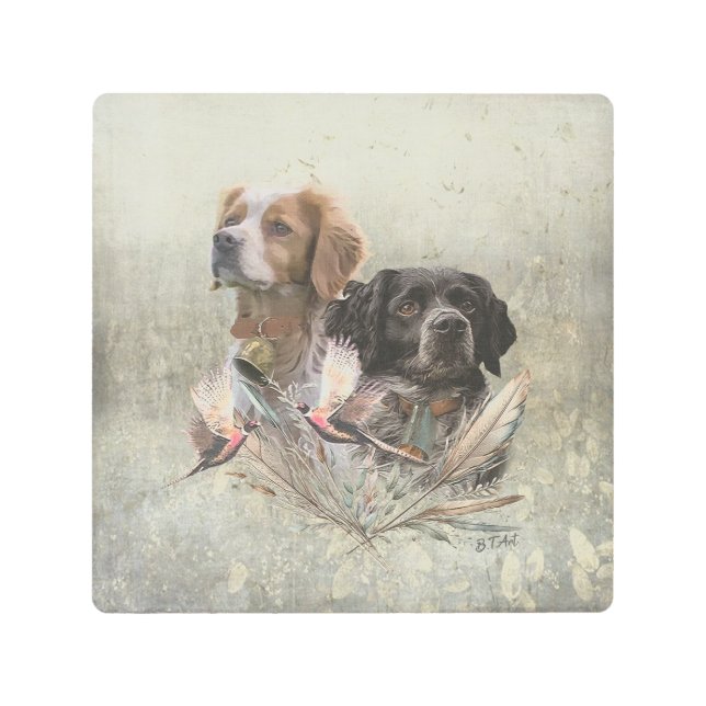 The Brittany Spaniels,  French Brittany, Bird dog, Metal Print (Front)