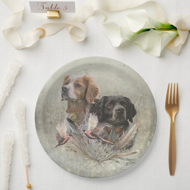 The Brittany Spaniels,  French Brittany, Bird dog, Paper Plates (Wedding)