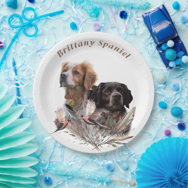 The Brittany Spaniels,  French Brittany, Bird dog, Paper Plates (Party)