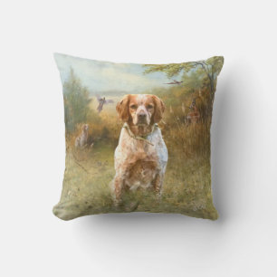 The Brittany Spaniels, French Brittany, Bird dog, Throw Pillow