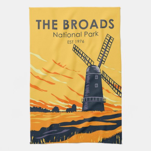 The Broads National Park England Vintage Kitchen Towel