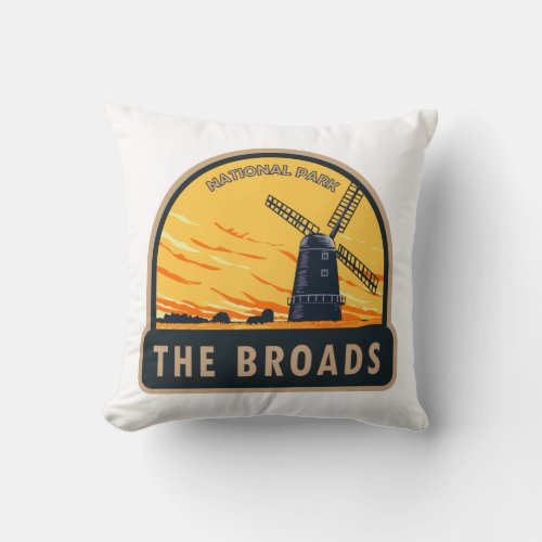 The Broads National Park England Vintage Throw Pillow