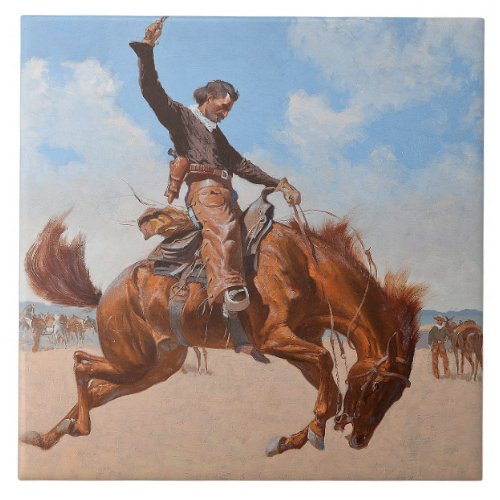 The Bronco Buster by Frederic Remington Ceramic Tile