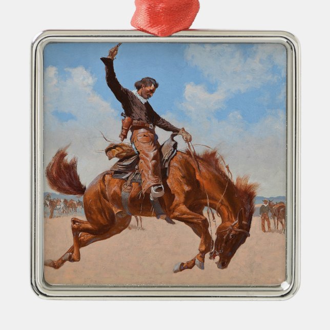 The Bronco Buster (by Frederic Remington) Metal Ornament (Front)