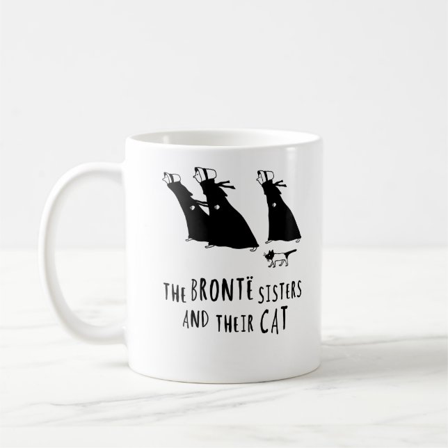 The Bronte Sisters and Their Cat Coffee Mug (Left)