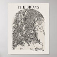 The Bronx New York Boho Arch Beige Street Map