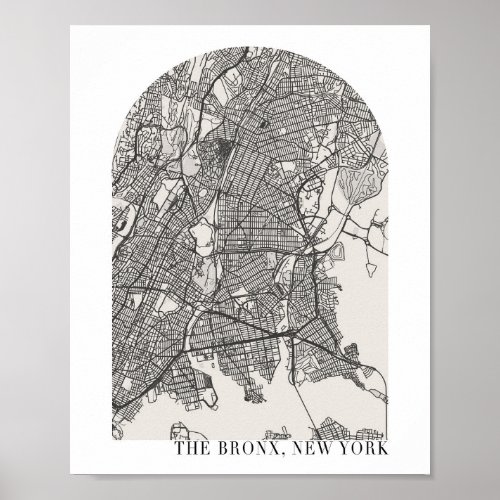 The Bronx New York Boho Minimal Arch Street Map Poster
