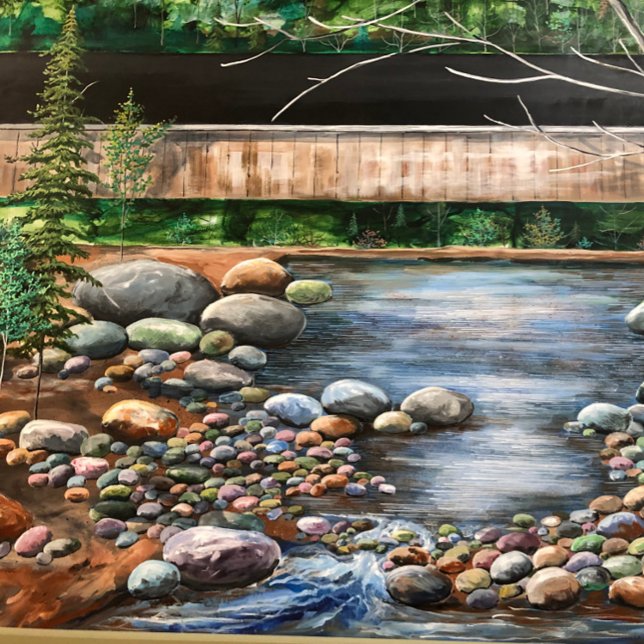 the  BROOK SCENE LIVING ROOM DINNING OFFICE Square Wall Clock (Creator Uploaded)