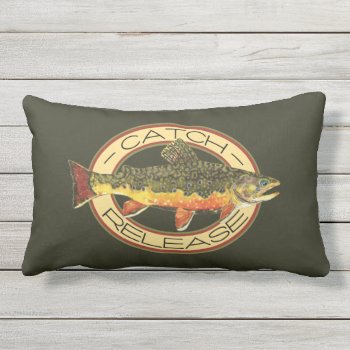 The Brook Trout Fishing Lumbar Pillow by TroutWhiskers at Zazzle