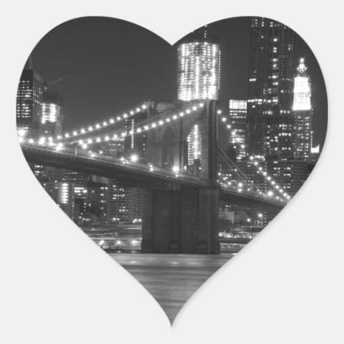 The Brooklyn Bridge _ Black and White Heart Sticker