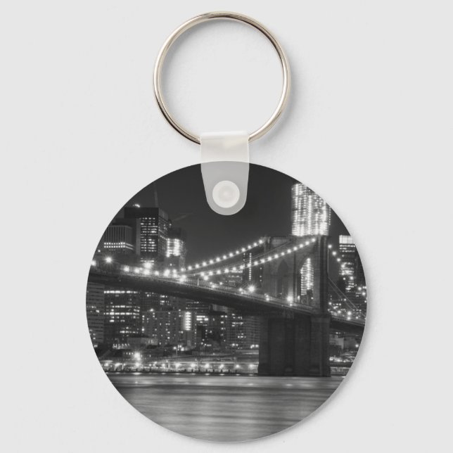 The Brooklyn Bridge - Black and White Keychain (Front)