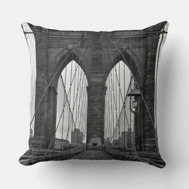 The Brooklyn Bridge in New York City Throw Pillow (Front)