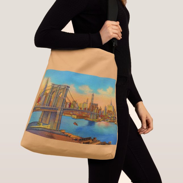 the Brooklyn Bridge print Crossbody Bag (Close Up)