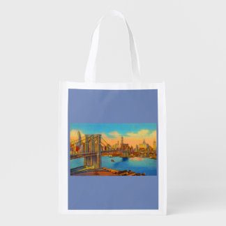 the Brooklyn Bridge print Grocery Bag