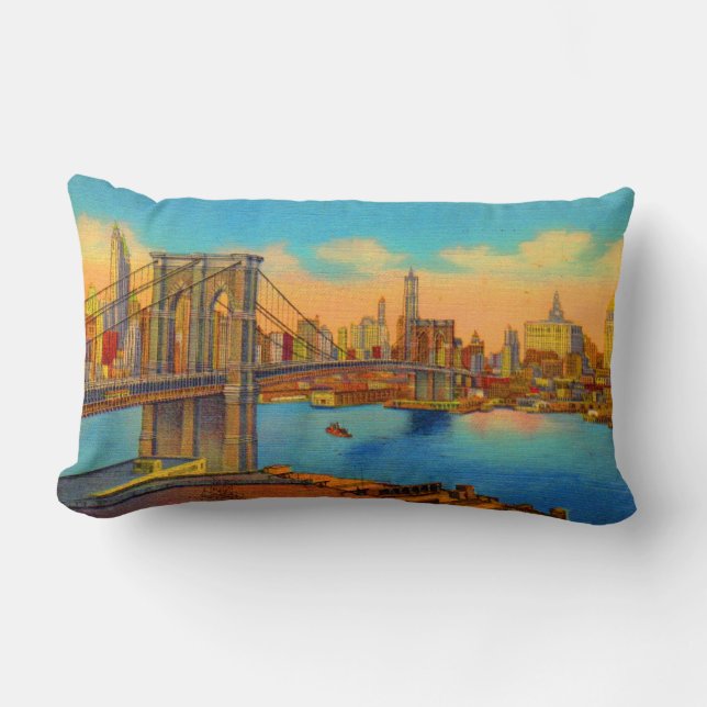 the Brooklyn Bridge print Lumbar Pillow (Front)