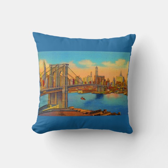 the Brooklyn Bridge print Throw Pillow (Front)