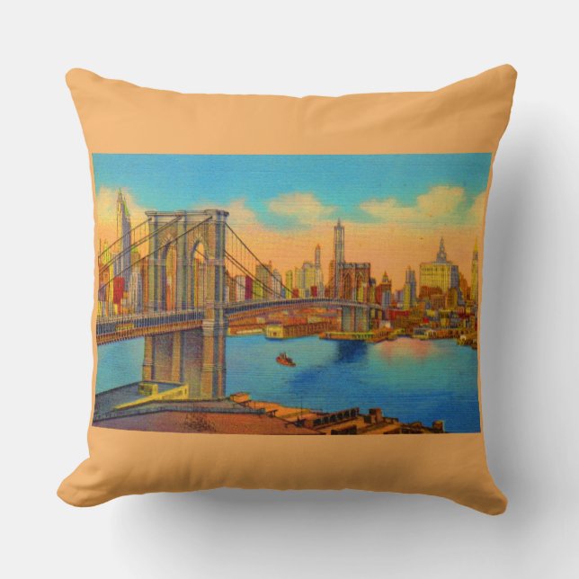 the Brooklyn Bridge print Throw Pillow (Front)