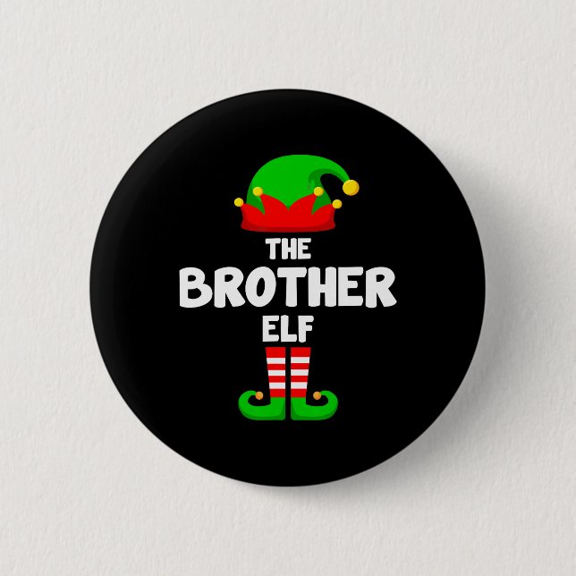 The Brother Elf Funny Christmas Matching Family Pa Button (Front)