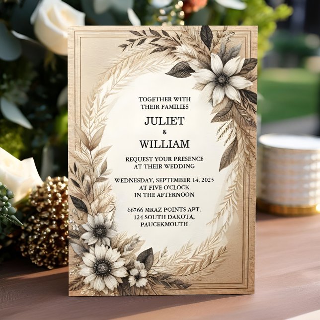 The Brown Fall Wood Paperie Recycled Paper Wedding Invitation (Creator Uploaded)