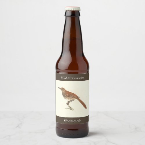 The Brown Thrush or Brown Thrasher New York Birds Beer Bottle Label