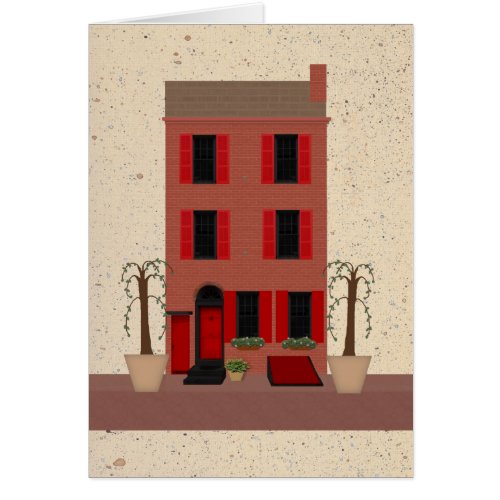 The Brownstone With Potted Trees Blank Note Card