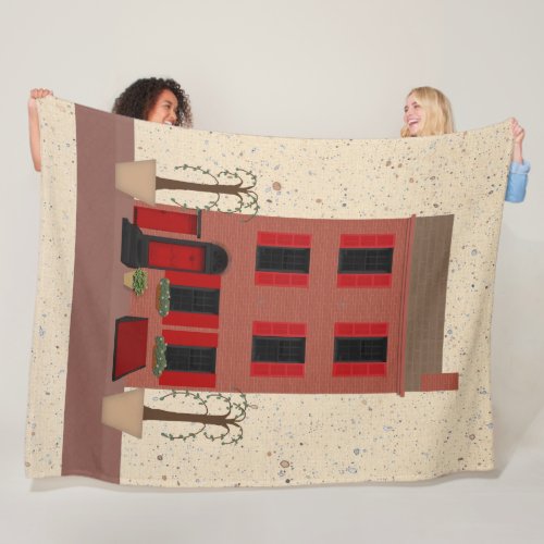 The Brownstone With Potted Trees Fleece Blanket