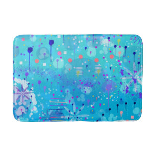 The Bubble Machine: Blue Abstract Art Bath Mat