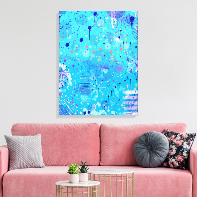 The Bubble Machine: Blue Abstract Art  Canvas Print (Insitu(LivingRoom))