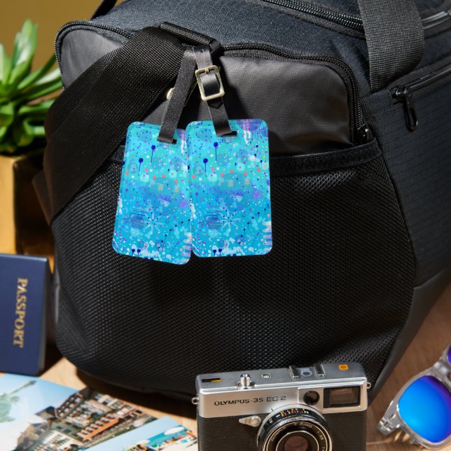 The Bubble Machine: Blue Abstract Art  Luggage Tag (Front & Back)