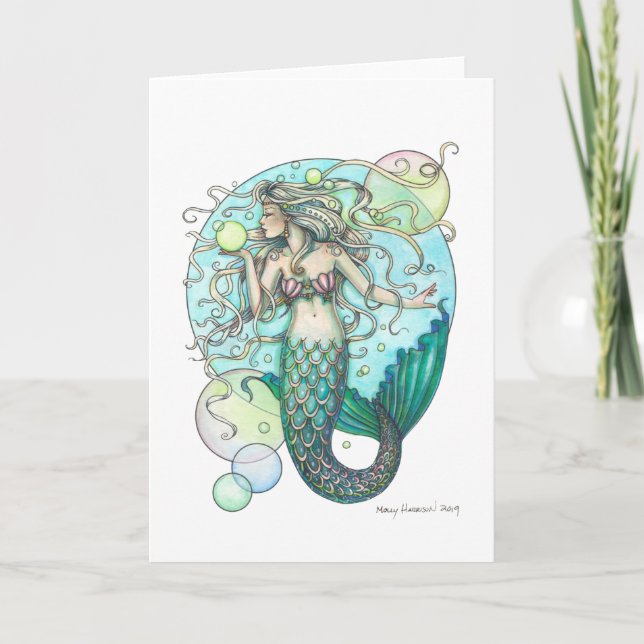 The Bubble Mermaid Blank Art Card Fantasy Art (Front)