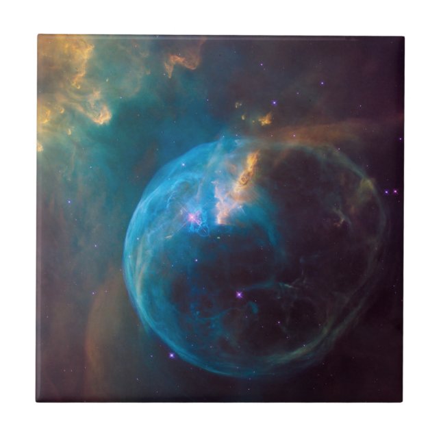 The Bubble Nebula, Ngc 7635. Ceramic Tile (Front)