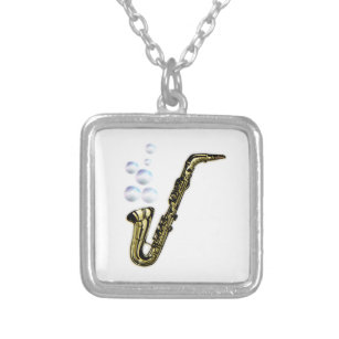 The Bubble Saxophone Silver Plated Necklace