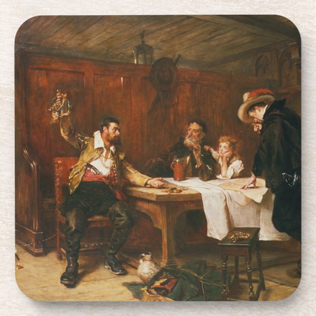 The Buccaneer's Story (oil on canvas) Drink Coaster (Front)