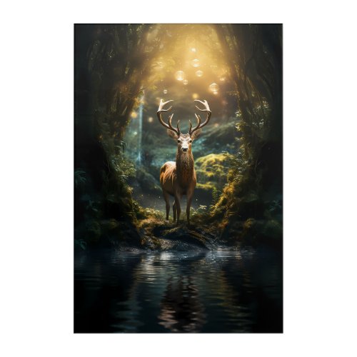 The Buck In The Forest AI Generated Artwork Acrylic Print