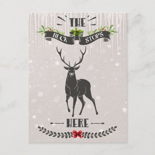 The Buck Stops Here Merry Christmas Deer Postcard