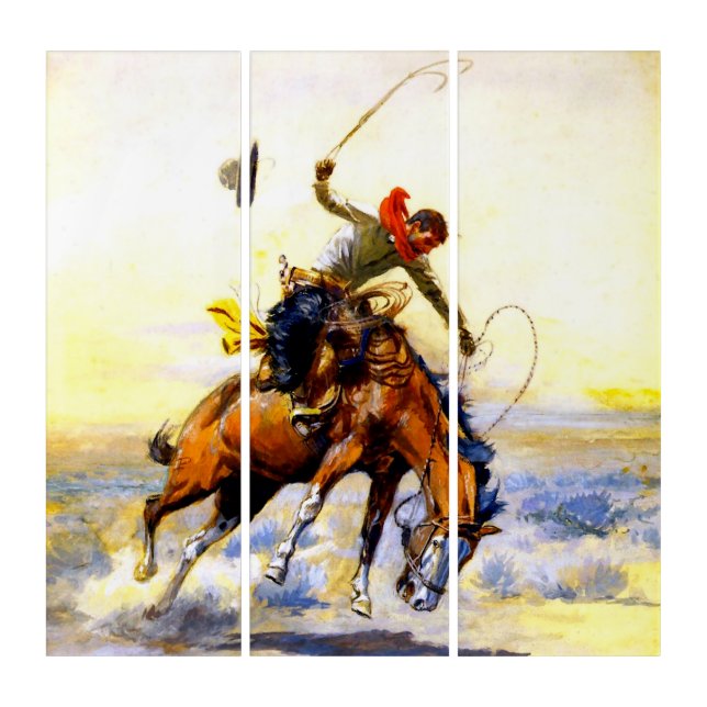 “The Bucker” Western Art by Charles M Russell (Front)