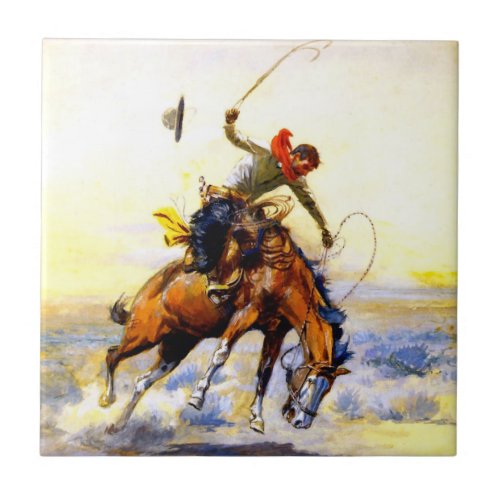 The Bucker Western Art by Charles M Russell Ceramic Tile