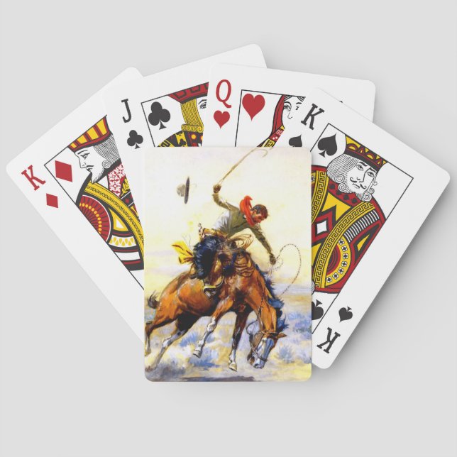 “The Bucker” Western Art by Charles M Russell Poker Cards (Back)